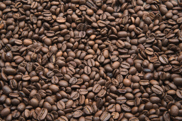coffee beans on old wooden background