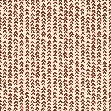 Abstract boho geometrical shapes seamless repeat pattern. Vector, triangle all over minimal print on beige background.