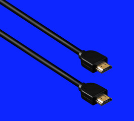 cable with HDMI connector, on a blue background