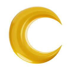 Premium crescent moon Ramadan Arabic Icon 3D Rendering on isolated background