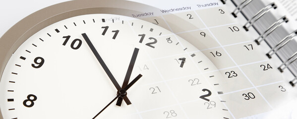 Clock face and calendar composite