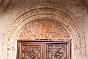 Obraz premium Ciudad Real, Spain. Entrance to the Catedral de Nuestra Senora del Prado (Our Lady Saint Mary of the Prado Cathedral), a Gothic temple