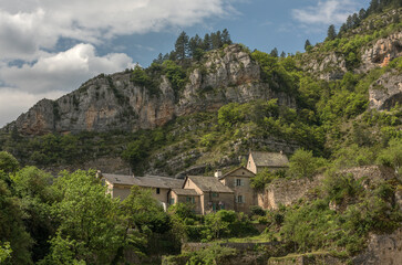 Historical buildings in the commune of Sainte-Enimie, Gorges du Tarn Causses, Occitania, France