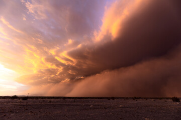 Haboob dust storm at sunset
