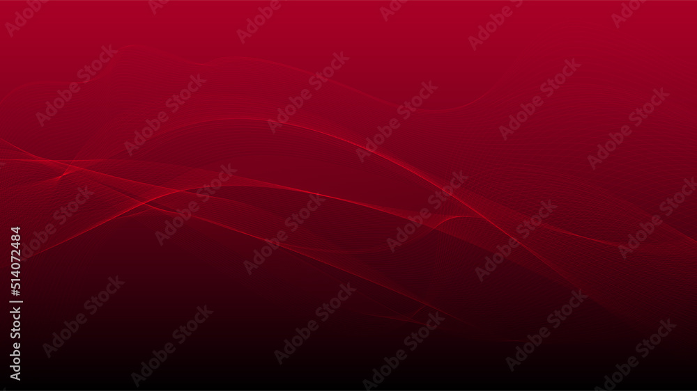 Poster abstract futuristic wavy stripes. abstract twisted lines on a red gradient background. vector.