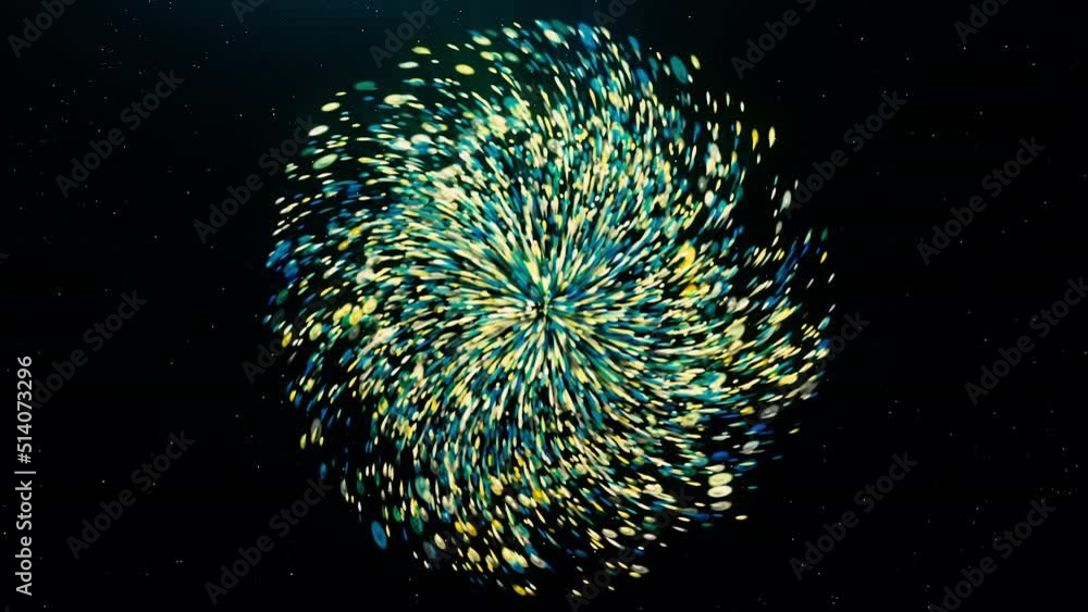 Poster turquoise funnel. motion. animation in which multicolored rays disappear into the portal .
