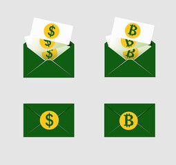 open mail envelope icon set with marker new message
 isolated on grey background. Render email notification
 with letters, check mark, paper plane and magnifying glass.
 realistic vector