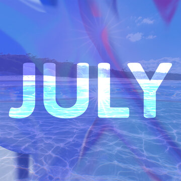 July Wallpaper / email header image - purple, blue, ocean beach Summer 
