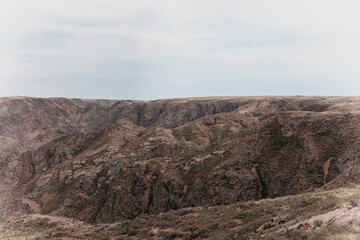 rocky terrain in the steppes of kazakhstan