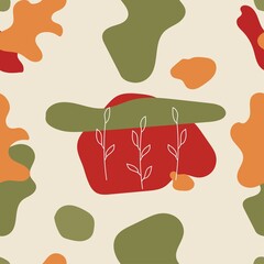 Web Botanical abstract art. Summer square pattern. Artistic abstract shape foliage pattern. Home decor, covers, wallpapers.