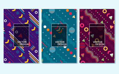 Memphis style cards Design Collection of Colorful templates with geometric shapes. vector illustration
