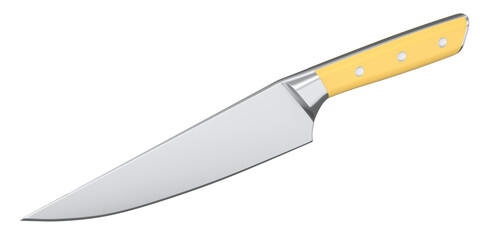 Chef's kitchen knife with a wooden handle isolated on white background.