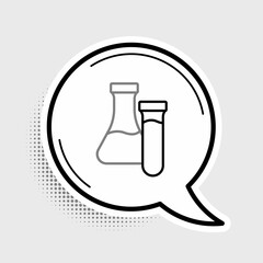 Line Test tube and flask chemical laboratory test icon isolated on grey background. Laboratory glassware sign. Colorful outline concept. Vector