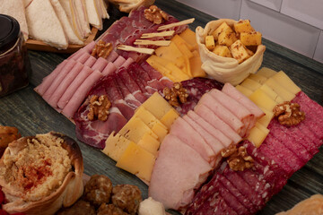 Cold meats and cheese delicious platter