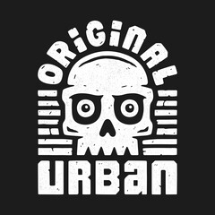 Retro print with skull. Vintage logo.
