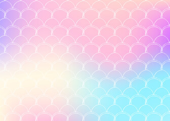 Gradient scale background with holographic mermaid.