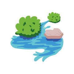 river bushes and stone