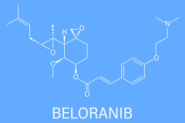 Beloranib obesity drug molecule. Skeletal formula.