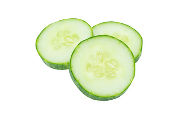 Slice of cucumber isolated on white with clipping path,Cucumber circle portion.