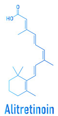 Alitretinoin or 9-cis-retinoic acid. Cancer and eczema drug molecule. Analog of vitamin A. Skeletal formula.