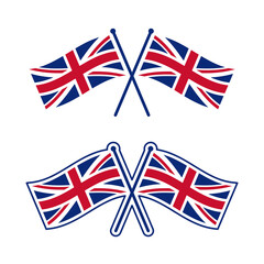 交差したイギリス国旗のアイコンセット　ユニオンジャックのベクターイラスト