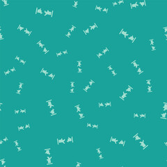 Green Broken metal pipe with leaking water icon isolated seamless pattern on green background. Vector