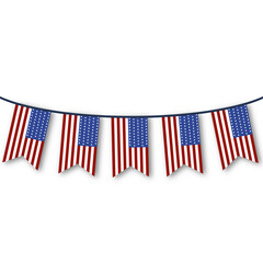 Bunting Flag, Flag america  decorating the Declaration Independence day, United State of America 4 th july Illustrator eps 10