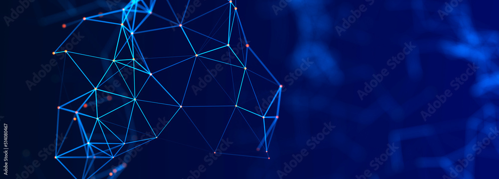 Poster Digital technology background. Network connection dots and lines. Futuristic background for presentation design. 3d