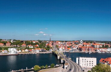 Fototapeta na wymiar Cityscape of Sonderborg (Sønderborg, Denmark) on sunny summer day. 