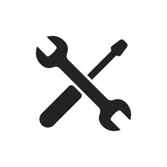 Work tools icon. Wrench vector logo. Simple icons of the screwdriver and wrench. Construction tools symbol. - obrazy, fototapety, plakaty