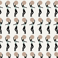 Vector pattern with hand drawn minimalistic placard with illustration of girl with blond hair. Creative abstract artwork . Template for card, poster, banner, print for t-shirt, brochure.