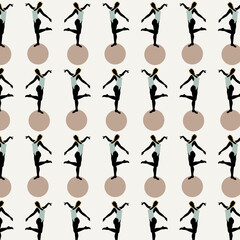 Vector pattern with hand drawn minimalistic placard with illustration of girl with blond hair. Creative abstract artwork . Template for card, poster, banner, print for t-shirt, brochure.