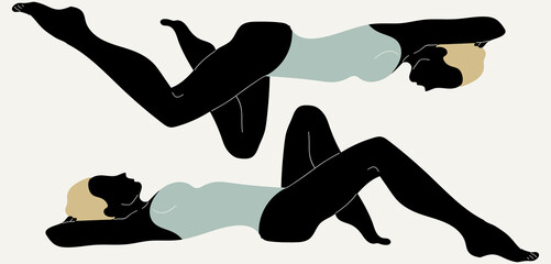 Vector hand drawn minimalistic placard with illustration of girl with blond hair. Creative abstract artwork . Template for card, poster, banner, print for t-shirt, brochure.