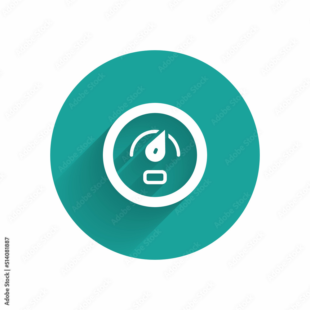 Poster white digital speed meter concept icon isolated with long shadow background. global network high spe