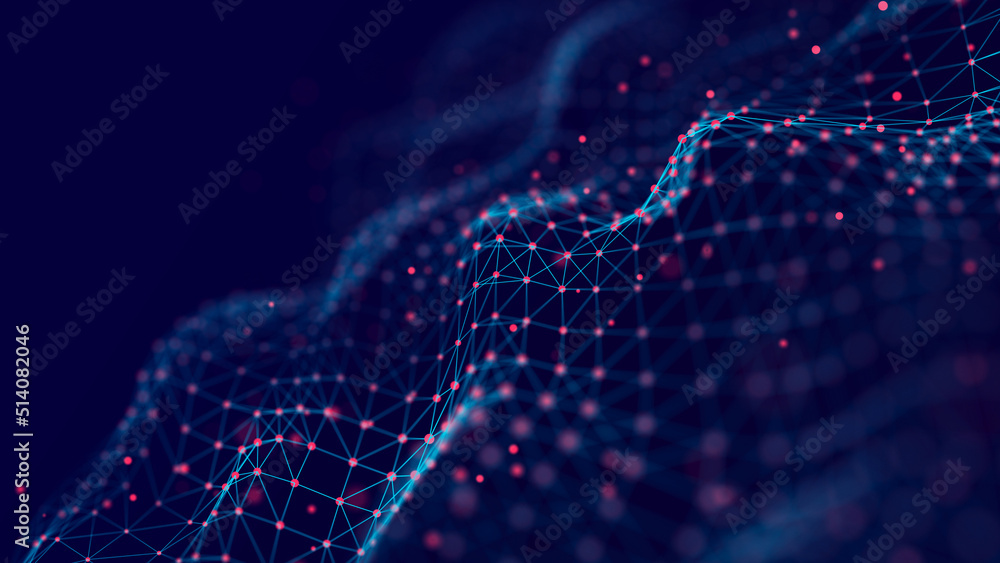Aufkleber Network connection structure. Data transfer. Abstract background with interweaving of dots and lines. 3D rendering.