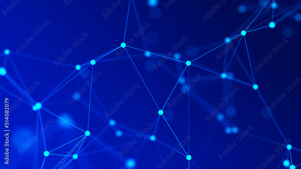 Poster Network connection structure. Data transfer. Abstract background with interweaving of dots and lines. 3D rendering.