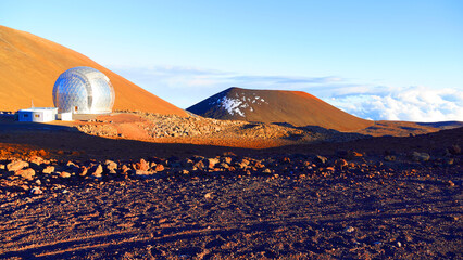 The observatories at Mauna Kea, a huge volcano on the Big Island of Hawaii