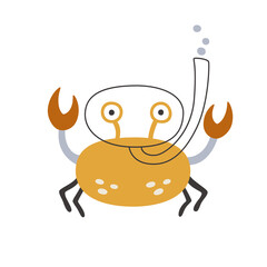 Cute sea baby crab hand drawn. Vector illustration of an animal in the underwater world