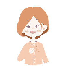 胸に拳を当てて、「任せて」と自信満々の女の子のイラスト