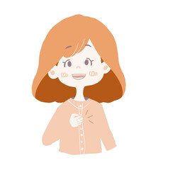 胸に拳を当てて、「任せて」と自信満々の女の子のイラスト