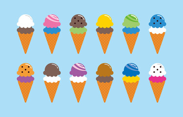 アイスクリーム 夏 カラフル イラスト セット