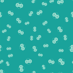 Green Gender equality icon isolated seamless pattern on green background. Equal pay and opportunity business concept. Vector
