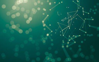Abstract background. Molecules technology with polygonal shapes, connecting dots and lines. Connection structure. Big data visualization.