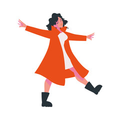 happy woman with coat