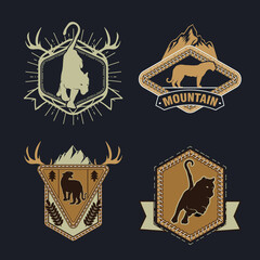 black panther logo badge vector illustration set