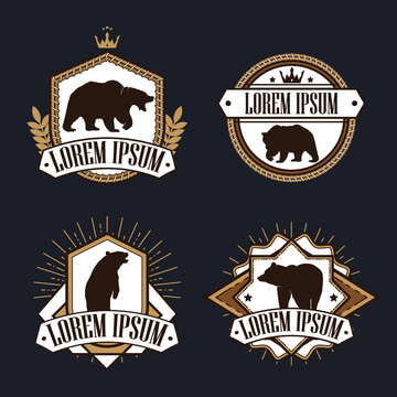 bear logo badge vector illustration set