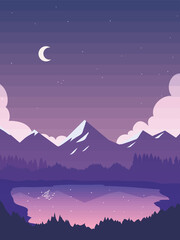 night lake and mountains