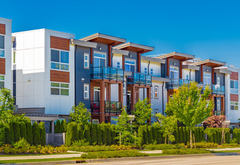 New Modern Apartment Buildings in Vancouver BC. Architectural details of modern apartment building...
