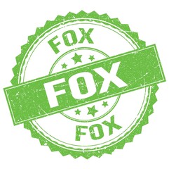 FOX text on green round stamp sign