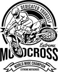 Design T-Shirt Vector Motocross Dedicated Yourself Emblem Badge